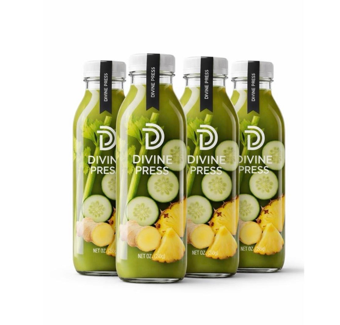 Greenie Bundle- 4 Cold Pressed Celery Cucumber Pineapple Ginger Juice Bundle (16oz)